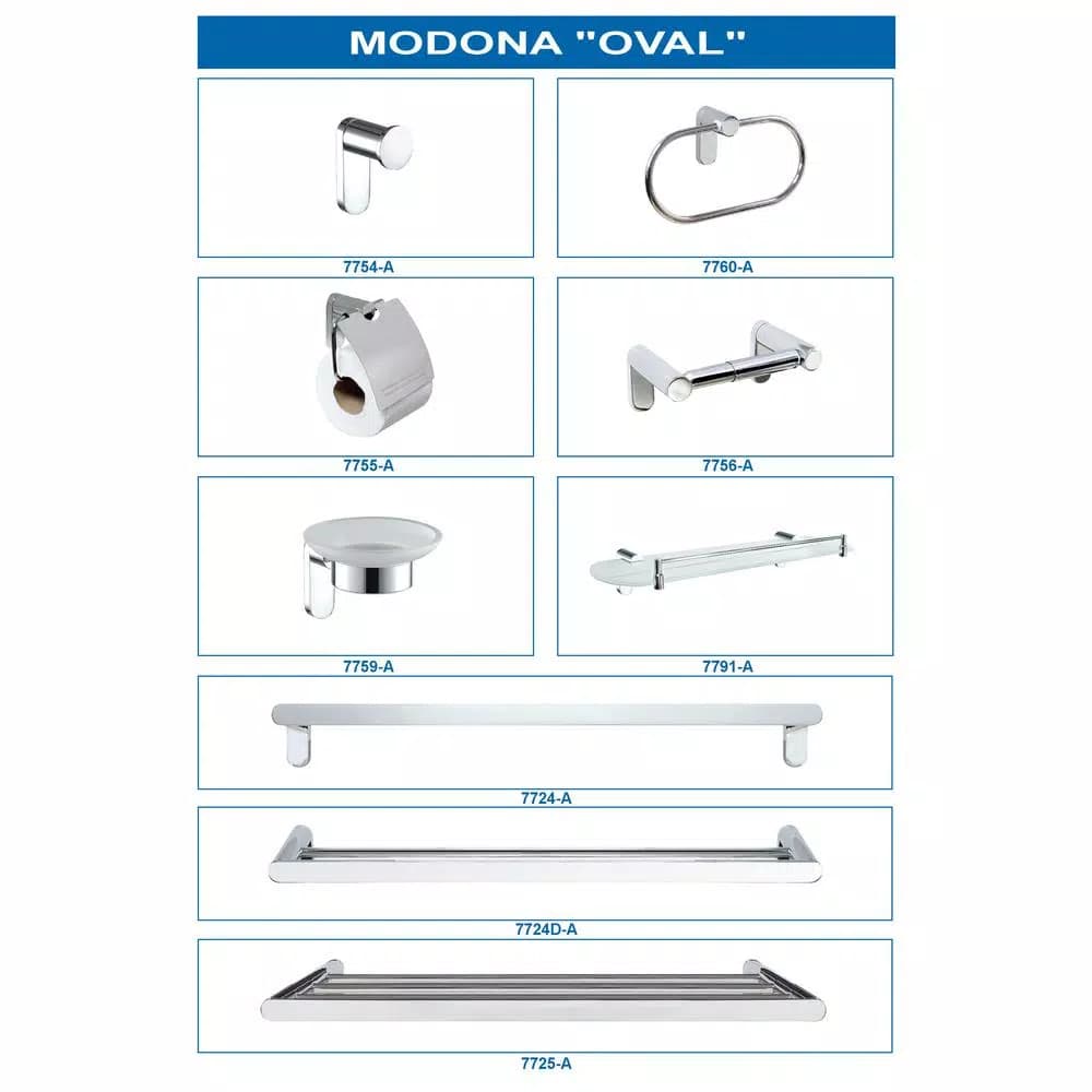 MODONA Oval Single Robe and Towel Hook, Polished Chrome