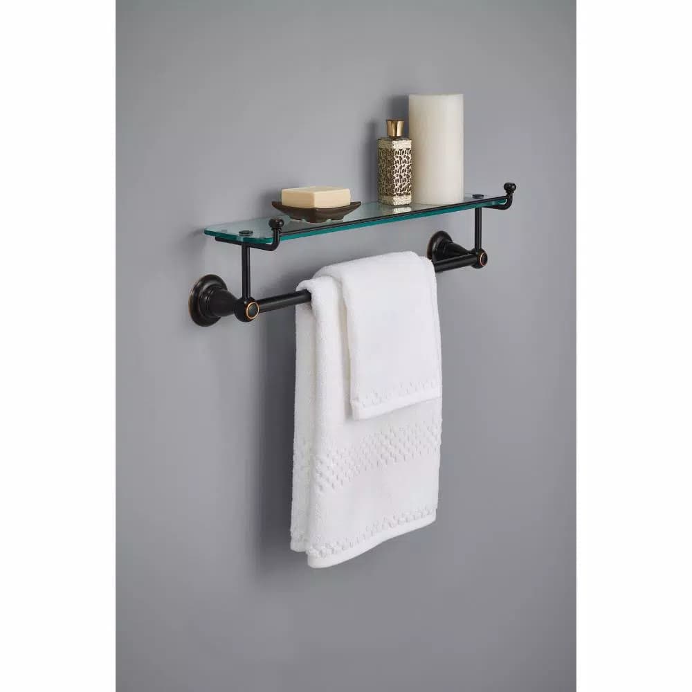 Delta Porter 18 in. Towel Bar with Glass Shelf, Oil Rubbed Bronze