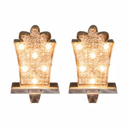 Glitzhome 2-Pack Marquee LED Metal Tree and Gift Box Stocking Holders thumbnail 1