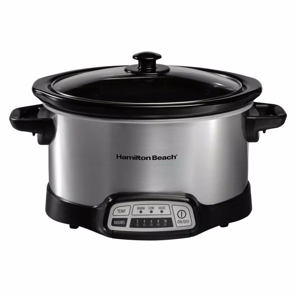 Hamilton Beach 4 Qt. Stainless Steel Programmable Slow Cooker with Built-In Timer