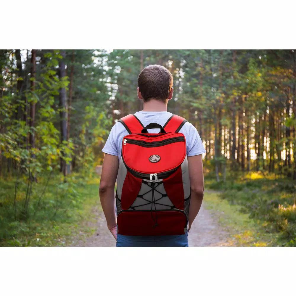 GigaTent Red 4-Pocket Insulated Cargo Backpack Soft Cooler, Leak-Proof 2qt Capacity