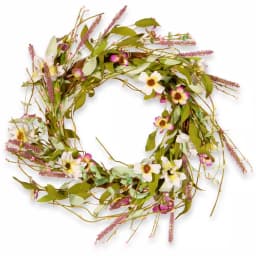 Unbranded 22 in. Purple and White Spring Floral Wreath with Lavender, Verbena, and Clematis thumbnail 1
