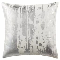 Safavieh Metallic Splatter White Striped 20 x 20 in. Throw Pillow with Down Alternative Fill thumbnail 1