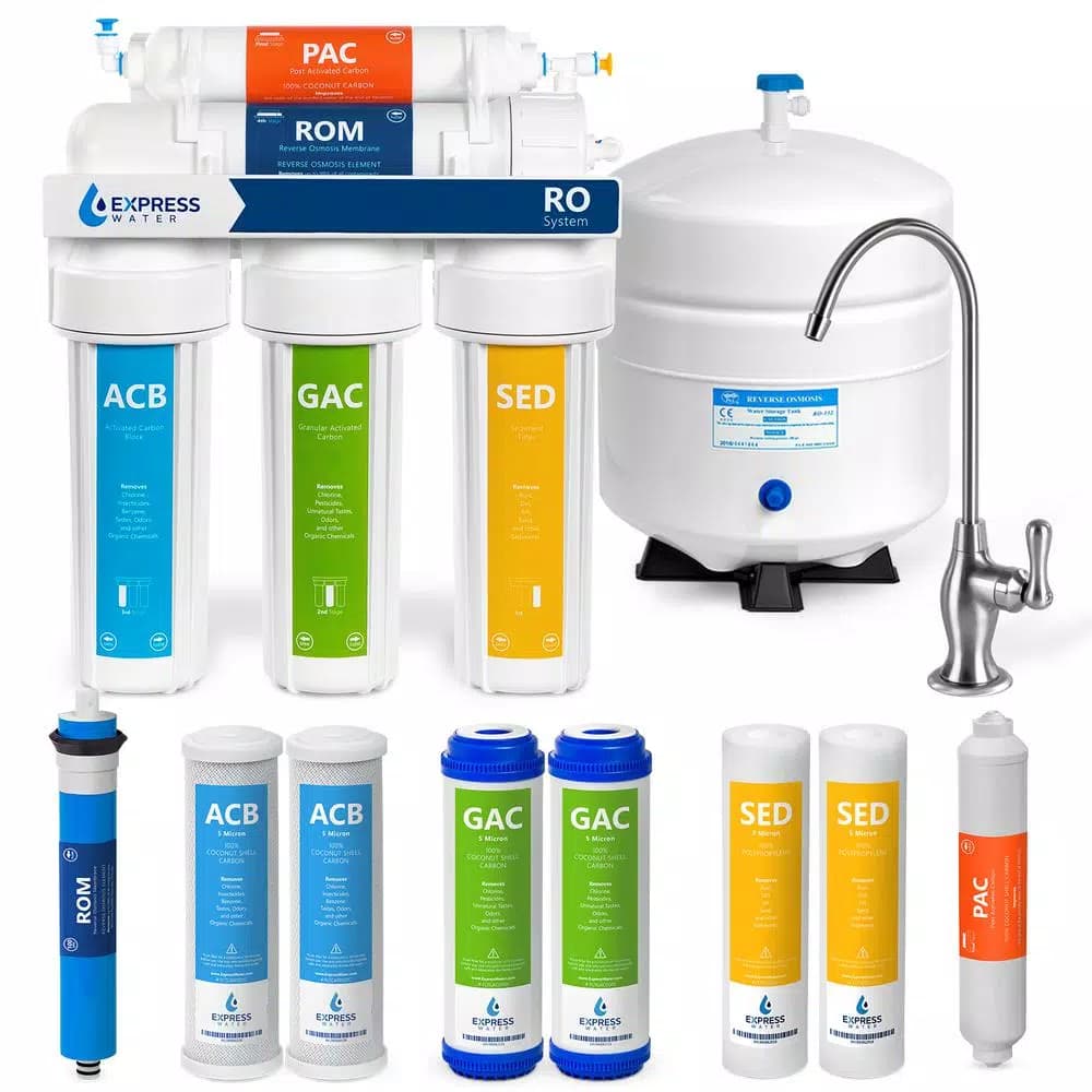 Express Water 5-Stage Reverse Osmosis Water Filtration System - NSF Certified - 100 GPD with Faucet and Tank