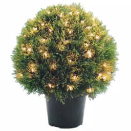 National Tree Company 24 in. Artificial Cedar Pine Topiary with Round Green Growers Pot and 100 Clear Lights thumbnail 1