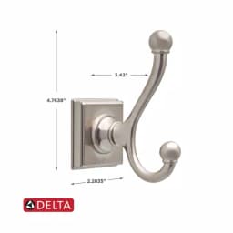 Delta Teague Double Towel Hook, SpotShield Brushed Nickel thumbnail 3