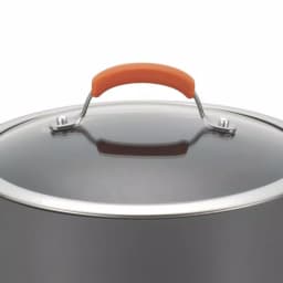 Rachael Ray 5-Quart Hard-Anodized Aluminum Nonstick Oval Saute Pan with Glass Lid, Orange and Gray thumbnail 6