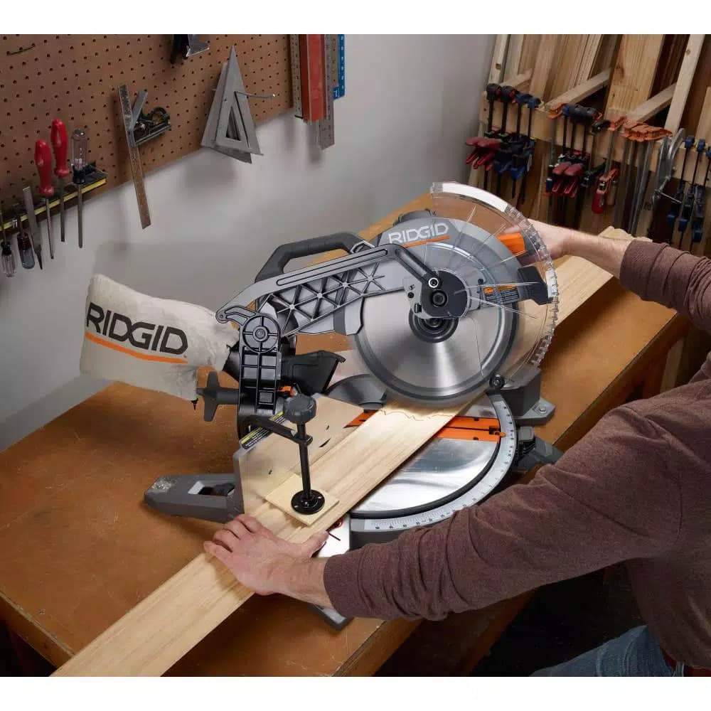 RIDGID 12 in. 15 Amp Dual Bevel Corded Compound Miter Saw with LED