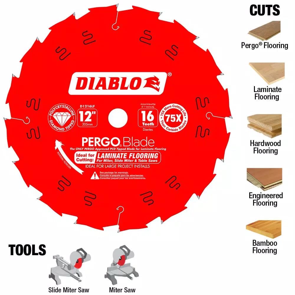 Diablo 12 in. 16-Tooth PCD Tipped Ultimate Flooring Saw Blade