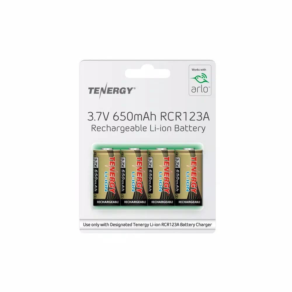 Unbranded Tenergy Rechargeable RCR123A Lithium Ion Batteries for Arlo Wireless Security Cameras, 4-Pack