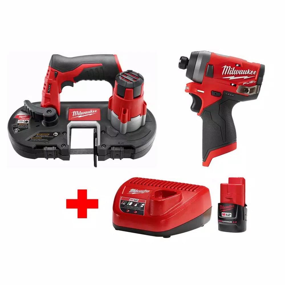 Milwaukee M12 FUEL 12V Brushless 1/4 in. Hex Impact Driver & Sub-Compact Band Saw Combo Kit