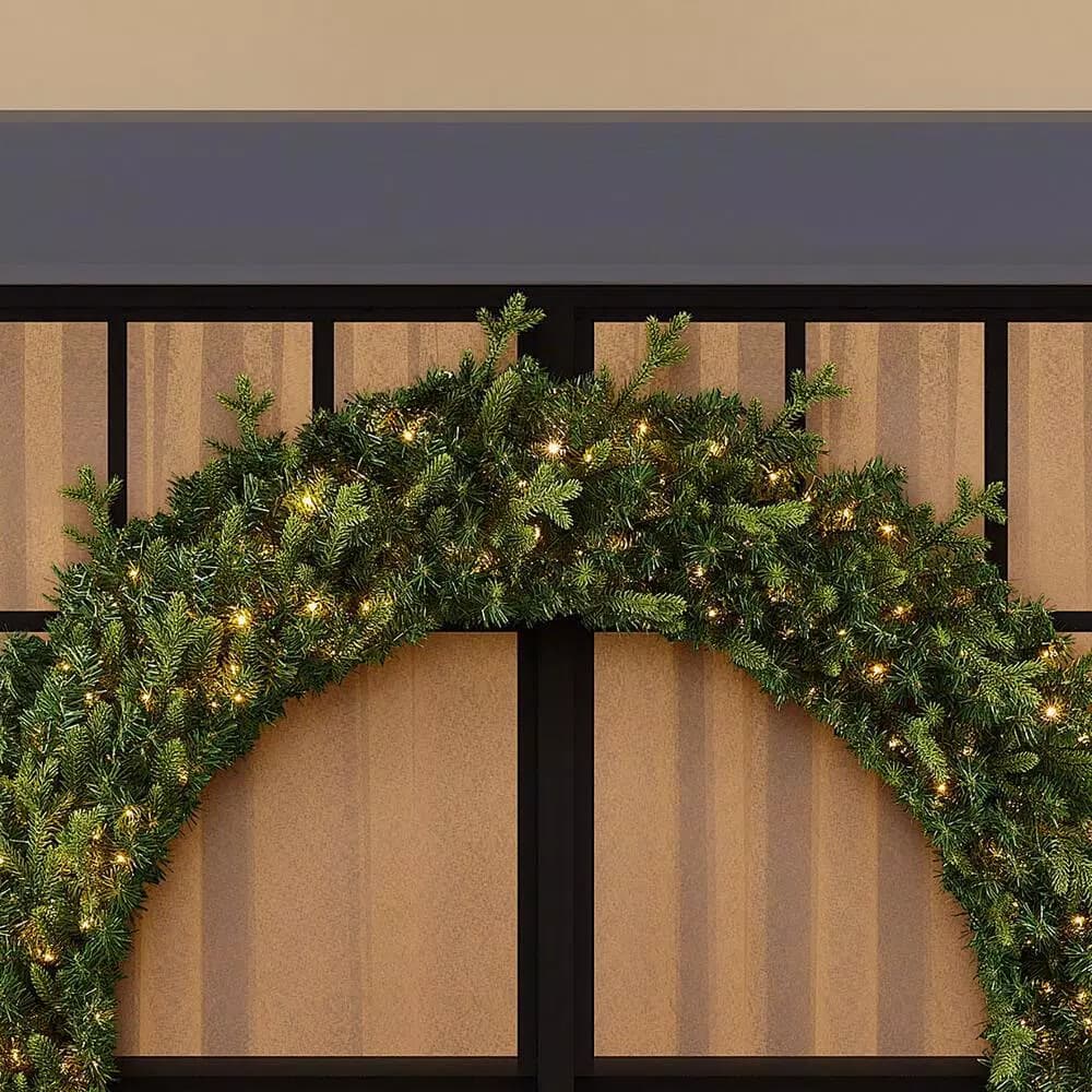 Home Accents Holiday 60 in. Jackson Noble Fir Artificial Wreath with 300 Warm White LED Micro Dot Lights