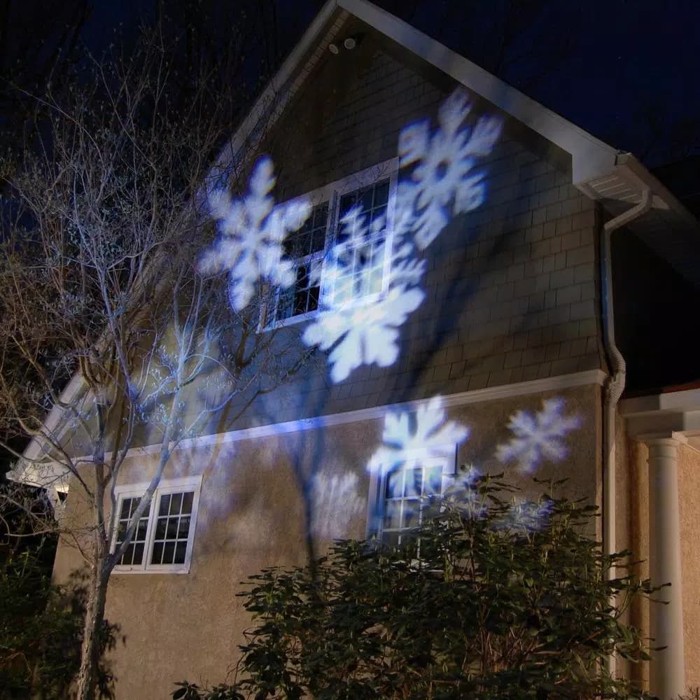 LUMABASE LED White Snowflake Projector Light - Rotating Indoor/Outdoor Holiday Decor