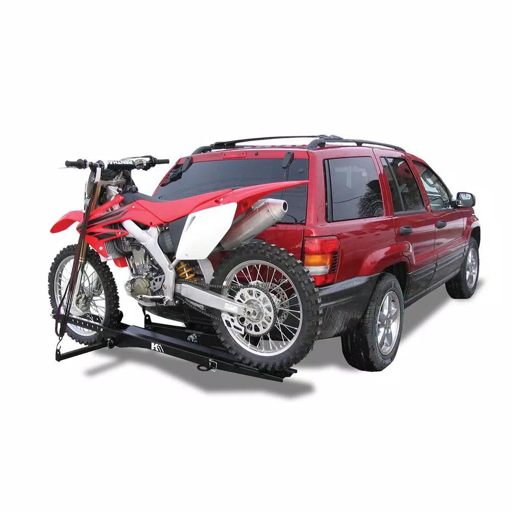 Detail K2 400 lb. Capacity Hitch Mounted Motorcycle Carrier with Adjustable Front Wheel Channel