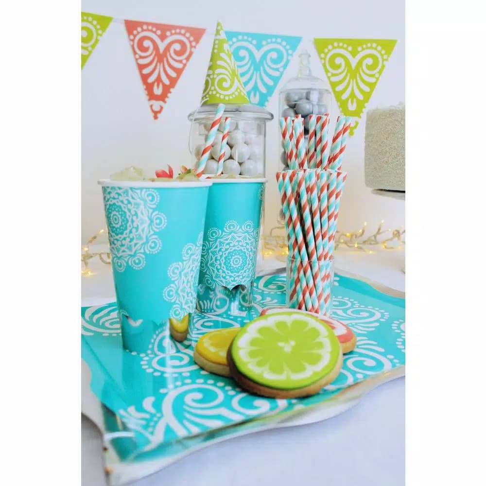 Sugar Plum Party SugarPlum Collection 32-Piece Silver and Blue Assorted Disposable Cocktail Paper Napkins