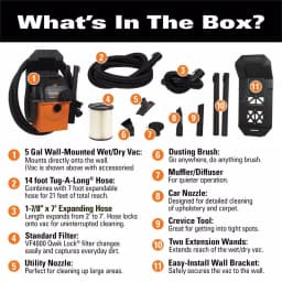 RIDGID 5 Gal. 5.0 Peak HP Portable Wall-Mountable Wet/Dry Shop Vacuum thumbnail 2