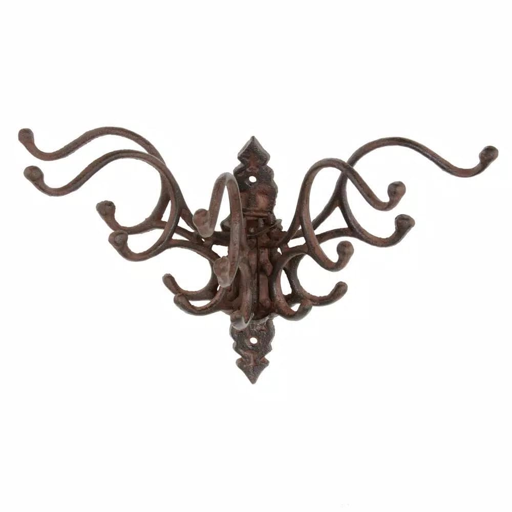 3R Studios Fountain Cast Iron Wall Hooks - Rustic 15-Hook Organizer