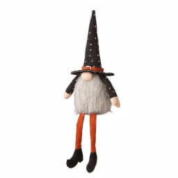 Glitzhome 20 in. Halloween Fabric Gnome Sitter Decor with Posable Hat and Faux Fur Beard thumbnail 7