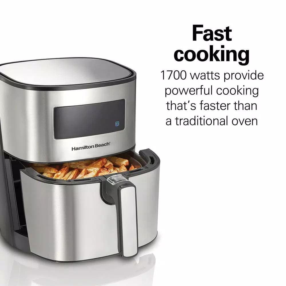 Hamilton Beach 5.3 Qt. Digital Air Fryer, 1700W Stainless Steel with 8 Presets