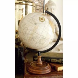 LITTON LANE Nautical Decorative Sepia Globe with Mango Wood Base and Iron Meridian thumbnail 5
