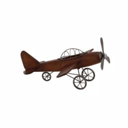 LITTON LANE Vintage Reflections 16" Rustic Wood and Iron Model Airplane Sculpture thumbnail 1