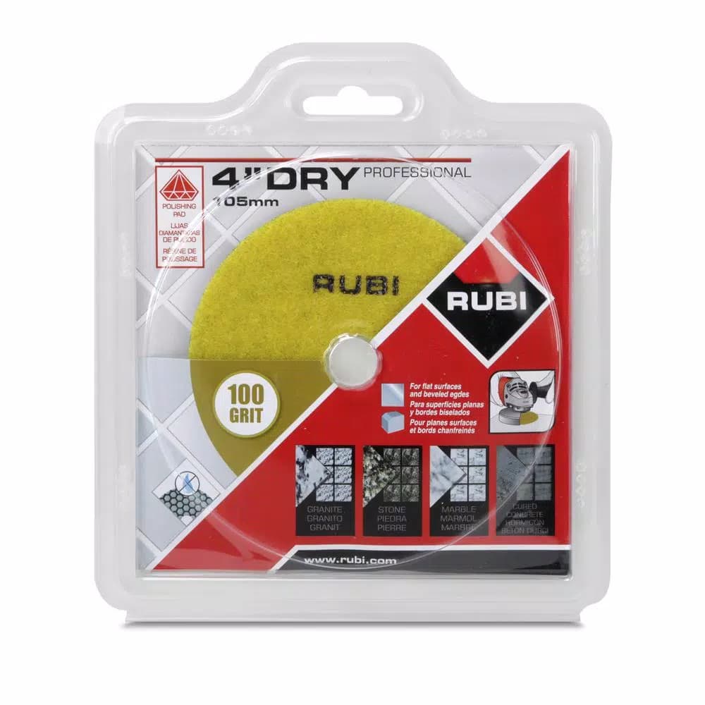 Rubi 4 in. 100 Grit Resin Dry Polishing Pad for Engineered Stone, Concrete, Marble & Granite