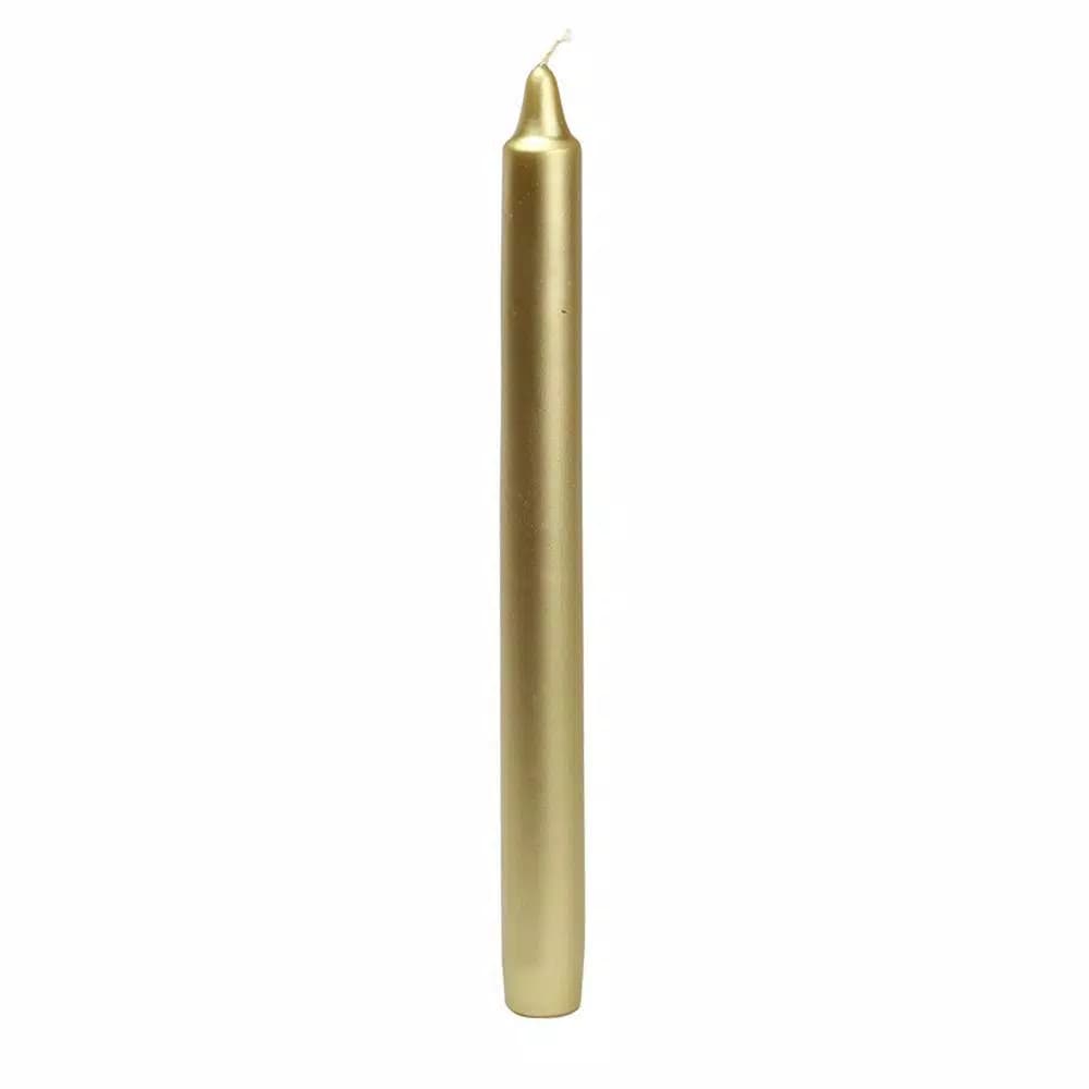 Zest Candle 10 in. Metallic Gold Straight Taper Candles, 12-Set