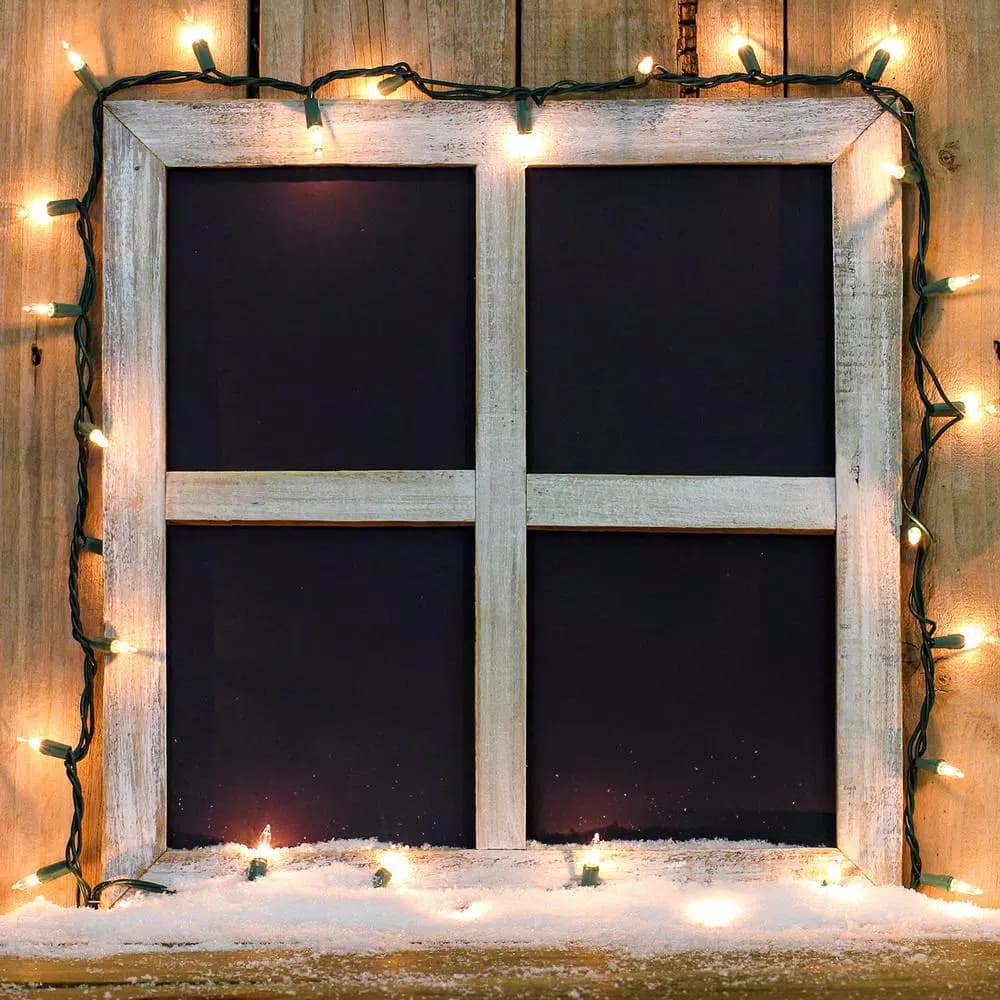 LUMABASE 200-Light Clear Mini String Lights, Warm White Incandescent, Green Wire, Indoor/Outdoor