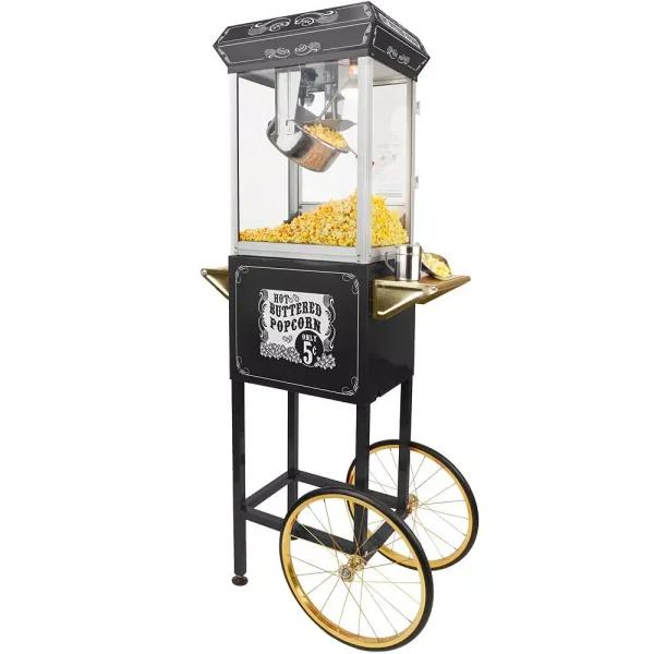Funtime Sideshow Popper 8 oz. Popcorn Machine and Cart, Traditional Style Theater Popcorn Maker