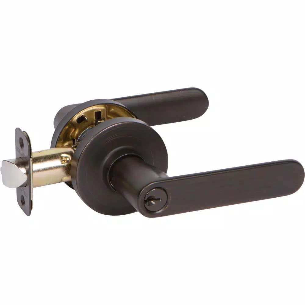 Delaney VL Contemporary Tuscany Bronze Straight Entry Door Lever - Modern Keyed Entry Lock