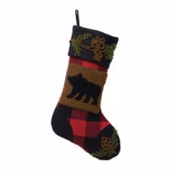 Glitzhome Plaid Bear Rug Hooked Christmas Stockings, 2-Pack thumbnail 3