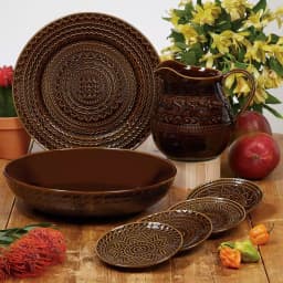 Certified International Aztec 4-Piece Patterned Stoneware 9 in. Salad Plate Set, Service for 4 thumbnail 2