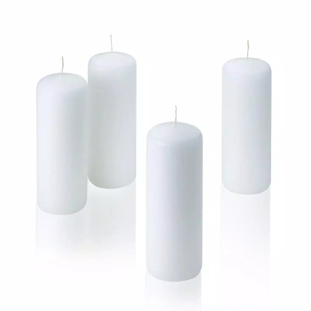 Light In The Dark White Unscented Paraffin Pillar Candles, 2 in. x 6 in. (Set of 4)