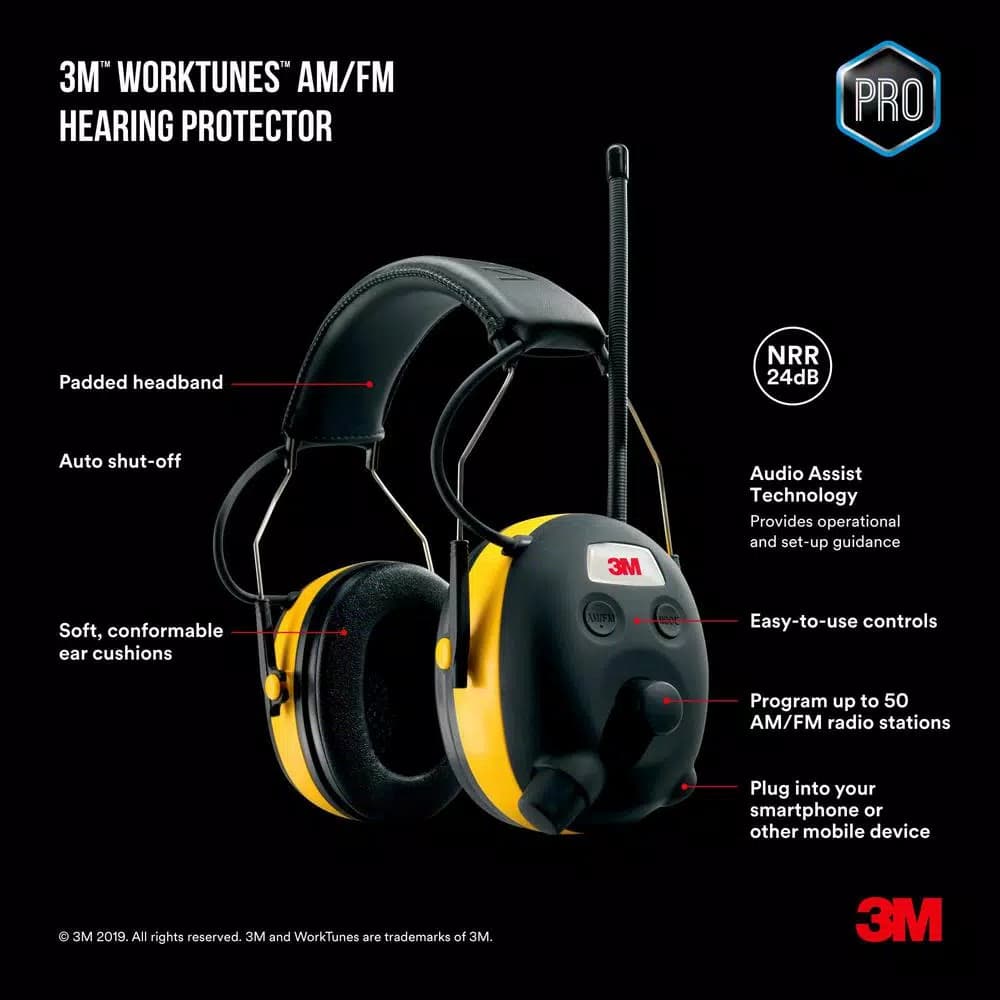 3M WorkTunes Digital Hearing Protector with AM/FM Radio and Auxiliary Jack