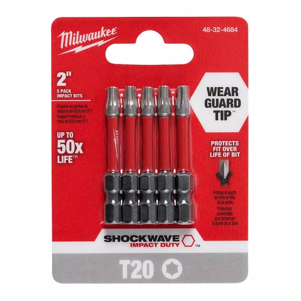 Milwaukee SHOCKWAVE Torx #20 2 in. Impact Duty Steel Screwdriver Bits, 5-Pack