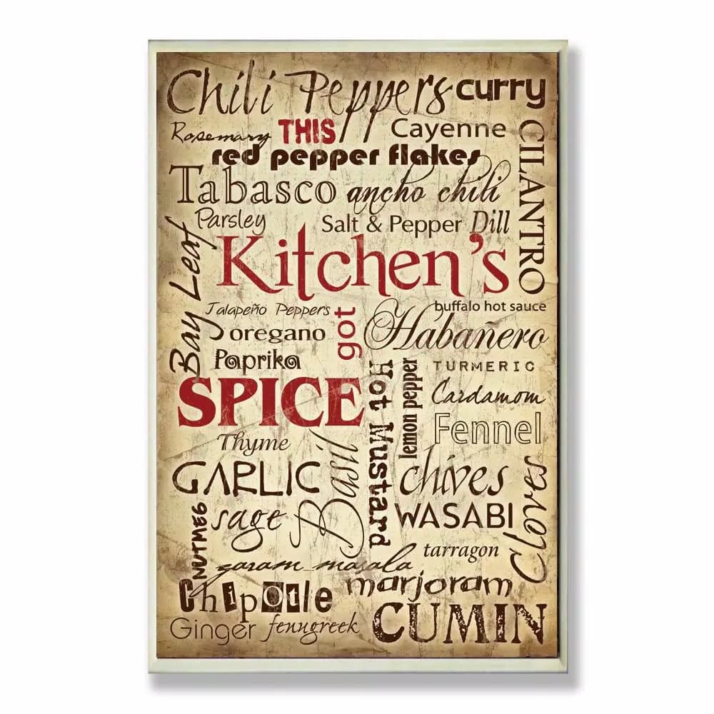 Stupell Industries Kitchen Spice Typography Wood Wall Art, 12.5 x 18.5 in.