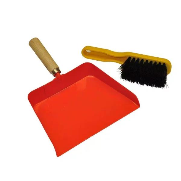 G & F Products Just for Kids Dustpan and Brush Set - Red Metal and Wood Cleaning Tool