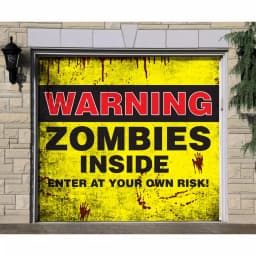 My Door Decor 7 ft. x 8 ft. Zombies Inside Halloween Garage Door Banner Mural thumbnail 2