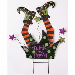Unbranded 28 in. Metal Crashing Witch Yard Stake Halloween Decoration thumbnail 1