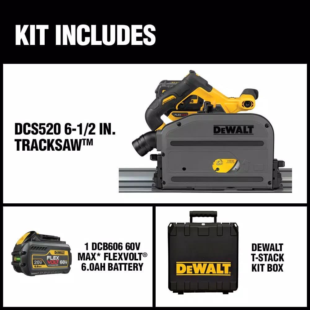 DEWALT FLEXVOLT 60V MAX Brushless 6-1/2 in. Track Saw Kit with 6.0Ah Battery