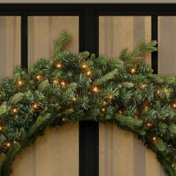Home Accents Holiday 48 in. Jackson Noble Fir Artificial Wreath with 200 Warm White LED Micro Dot Lights thumbnail 4