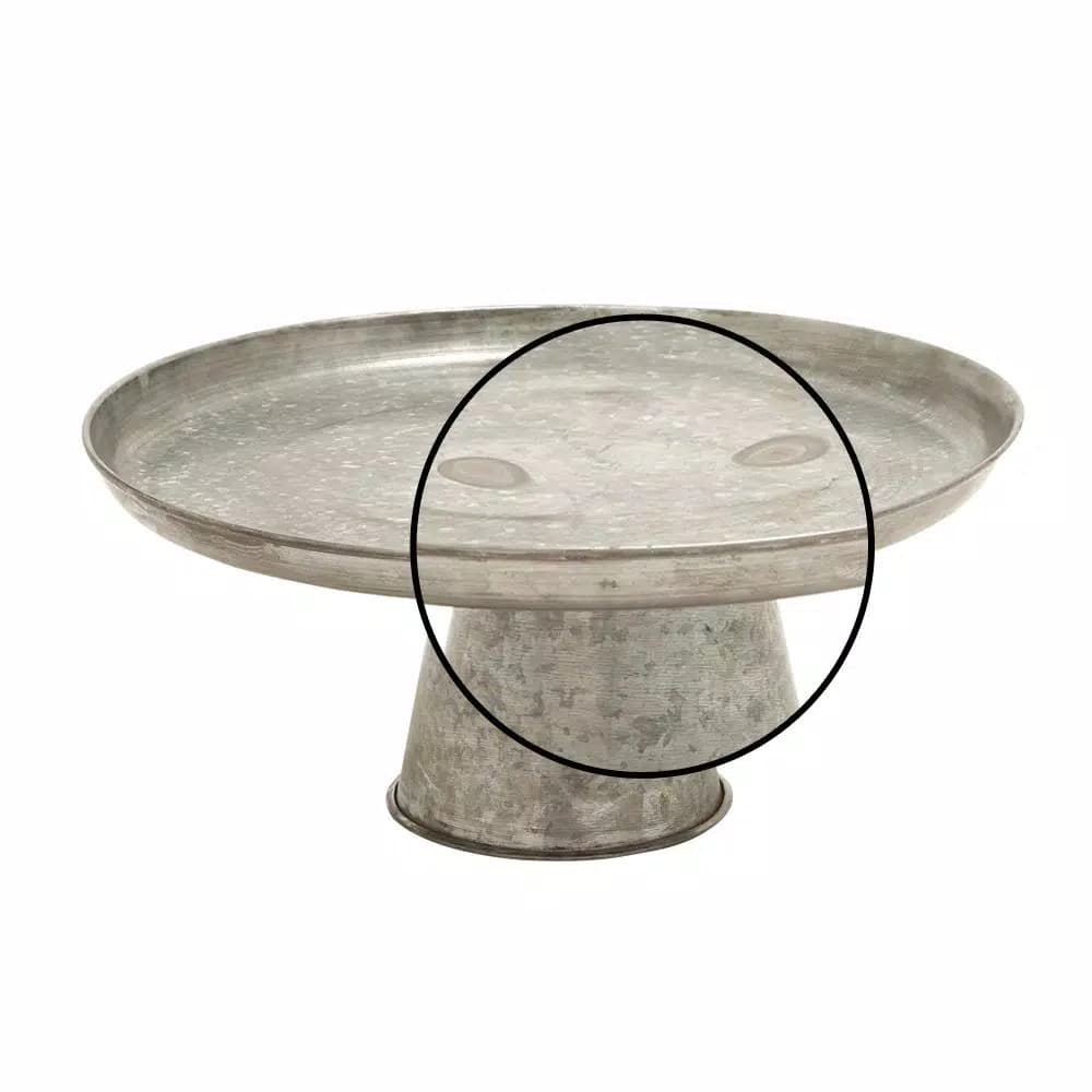 LITTON LANE 16 in. x 7 in. Farmhouse Galvanized Iron Cupcake Stand with Distressed Gray Finish