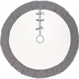 VHC Brands Emmie 60 in. Black and White Farmhouse Christmas Ruffled Tree Skirt thumbnail 1