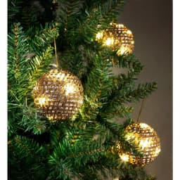 Unbranded Starlite Creations 4-Piece Gold Tinsel LED Christmas Ornament Set, 36 Lights, 4 in. thumbnail 5