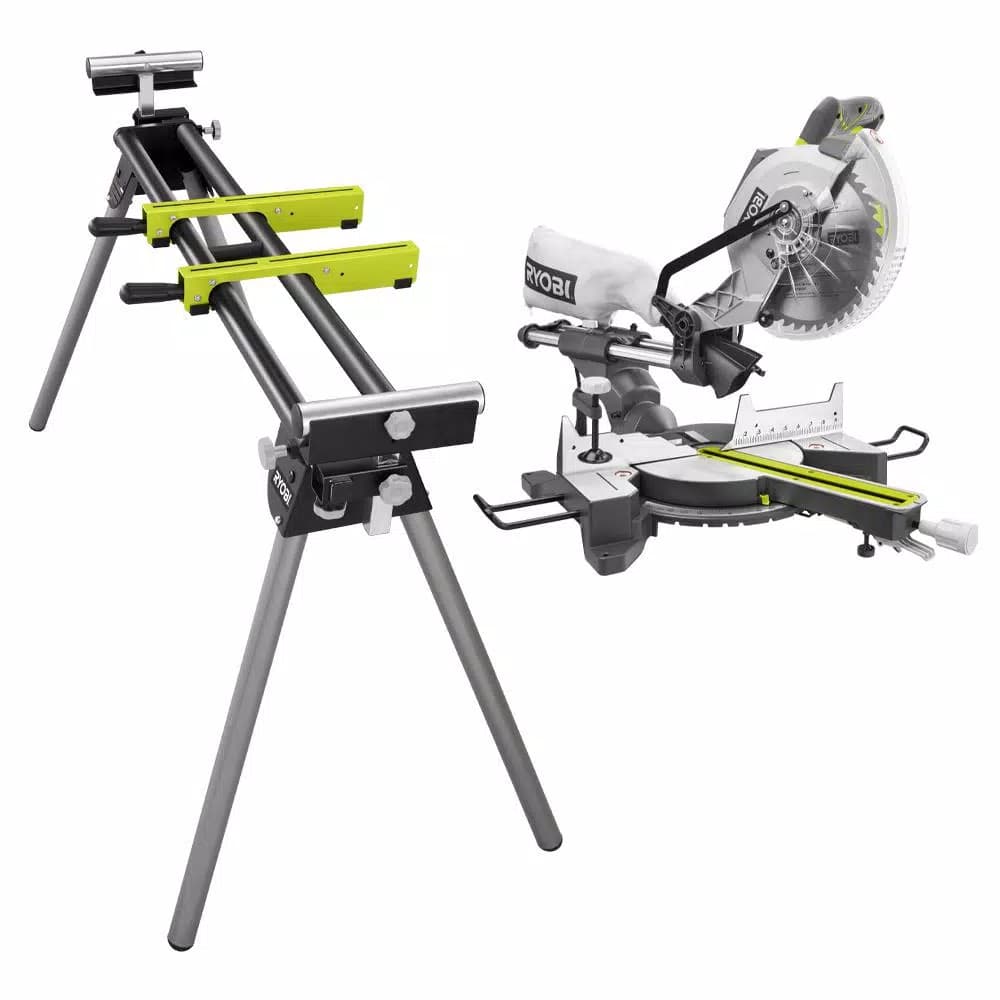 RYOBI 15 Amp 10 in. Sliding Compound Miter Saw with Universal Quickstand Kit