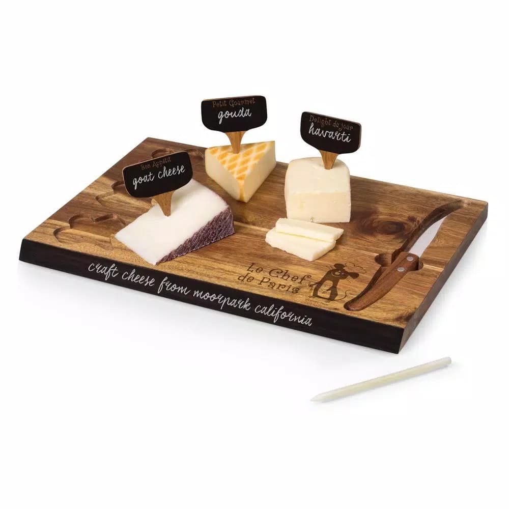 TOSCANA Ratatouille Delio 15 in. Acacia Wood Cheese Board and Tools Set