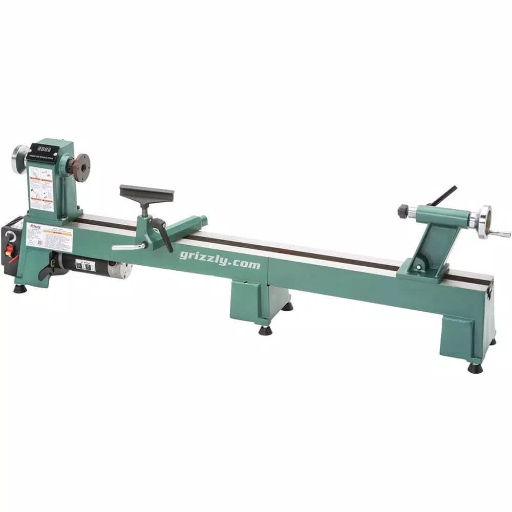 Grizzly Industrial 12 in. x 18 in. Variable-Speed Wood Lathe with Digital Spindle Speed Indicator