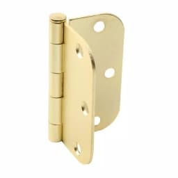 Hardware Essentials 3-1/2 in. Satin Brass Residential Door Hinge, 5/8 in. Round Corner, Full Mortise (9-Pack) thumbnail 3