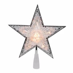 Northlight 9 in. Silver and Clear Crystal 5-Point Star Christmas Tree Topper, Prelit thumbnail 2