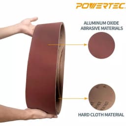 POWERTEC 6 in. x 48 in. 60-Grit Aluminum Oxide Sanding Belts, 10-Pack thumbnail 4